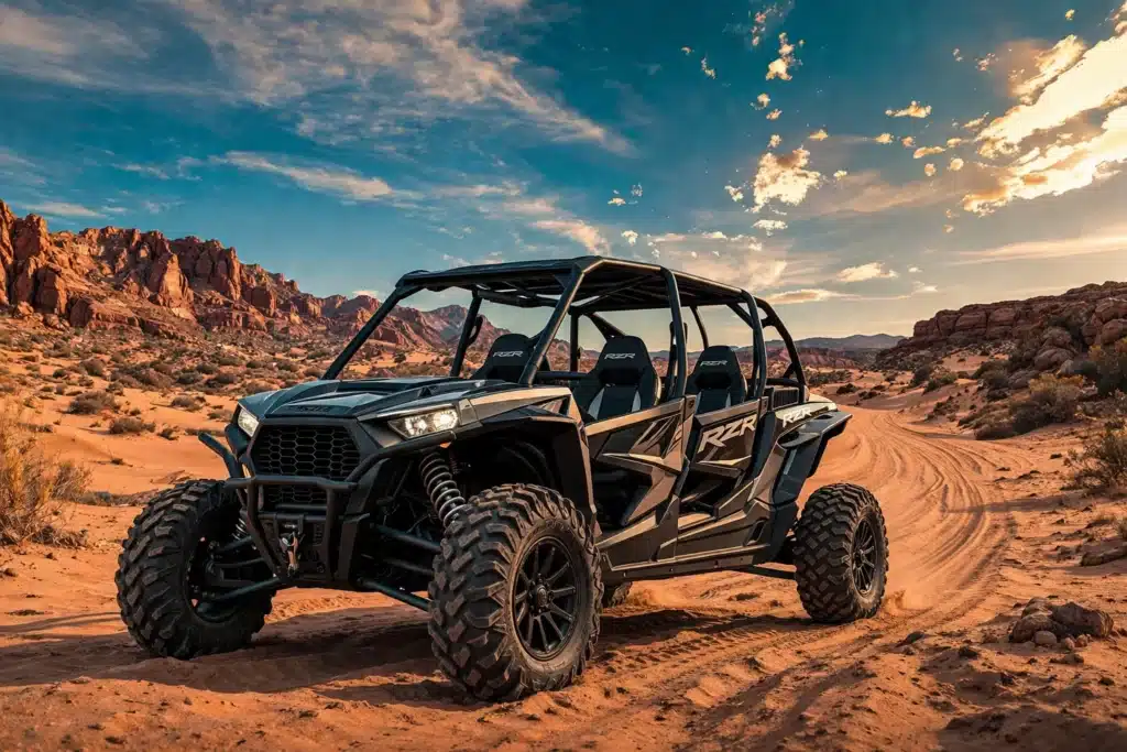 4-seater RZR rental on Utah sand dunes for off-road adventure